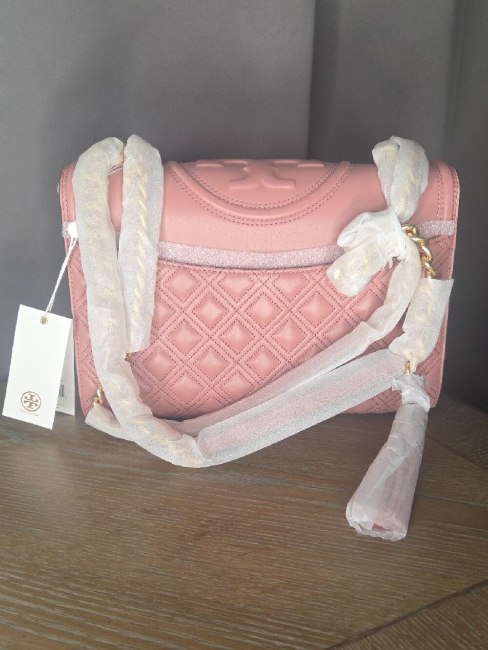Tory Burch Blush Quilted Shoulder Bag with Logo Flap - Picture 2 of 7